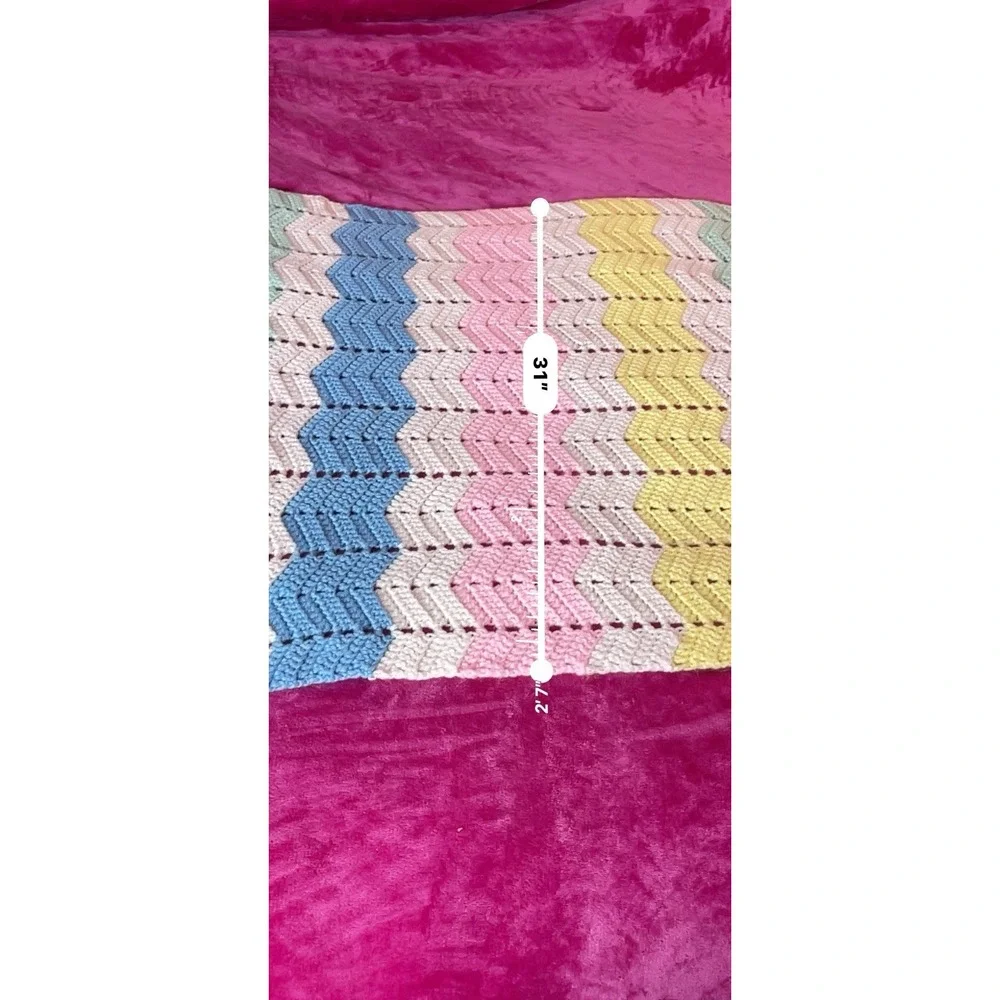 Handmade Multicolor Pastels Crochet  Afghan Granny Square‎ Baby Blanket 54